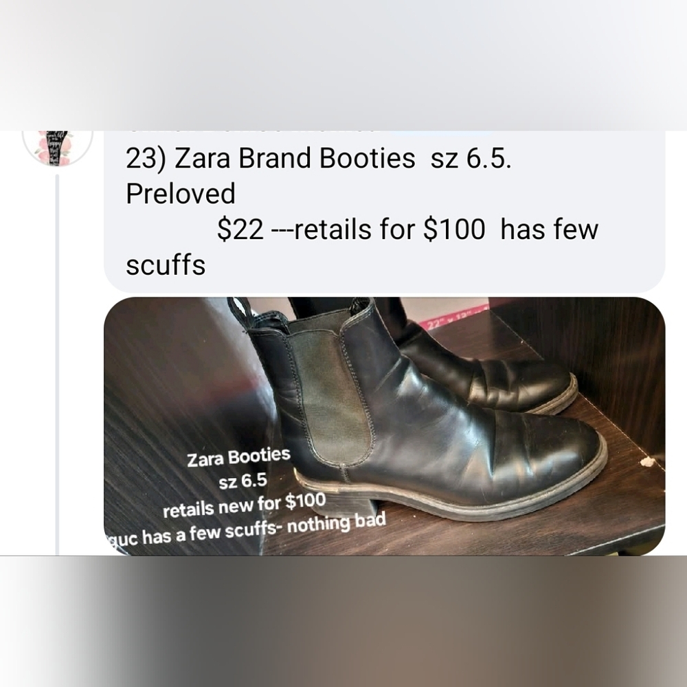 Zara Black Leather Ankle Boots